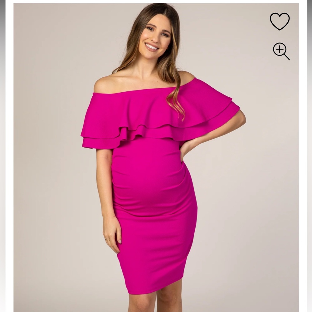Pink Blush Off the Shoulder fitted Maternity Dress